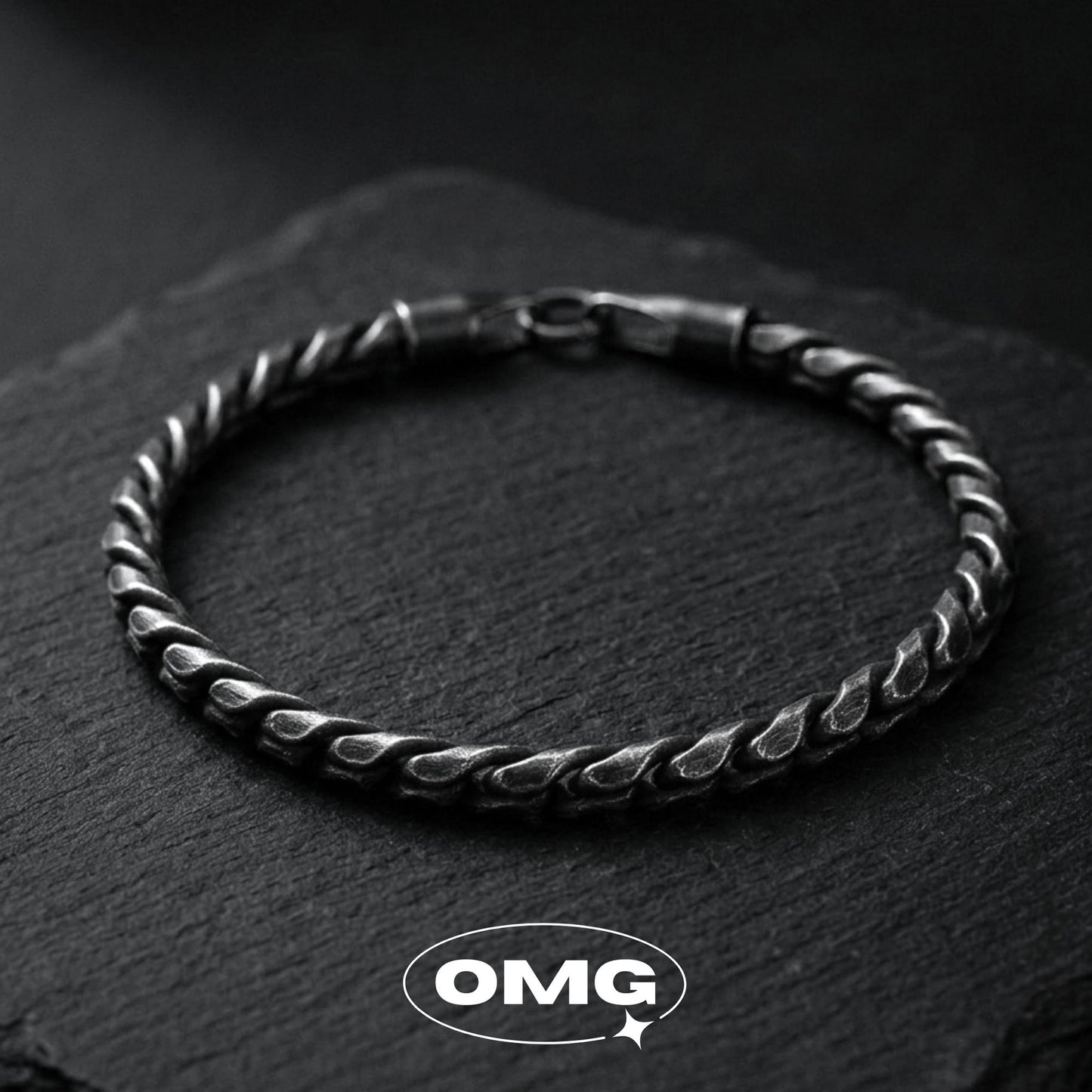 OMG - 復古扭鱗龍骨男士手鏈