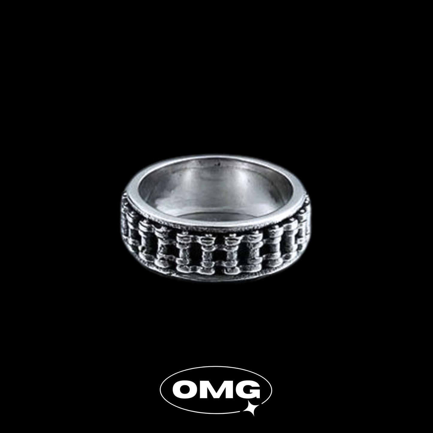 OMG - 機車鏈條可轉動式男士戒指