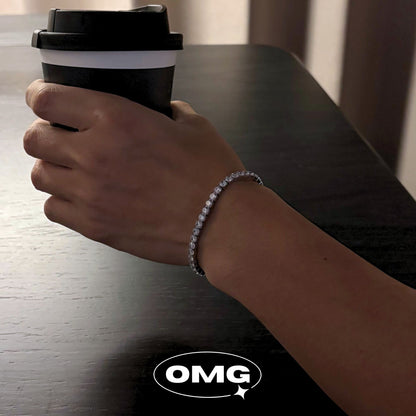 OMG - 經典彈力繩鋯石網球男士手鏈