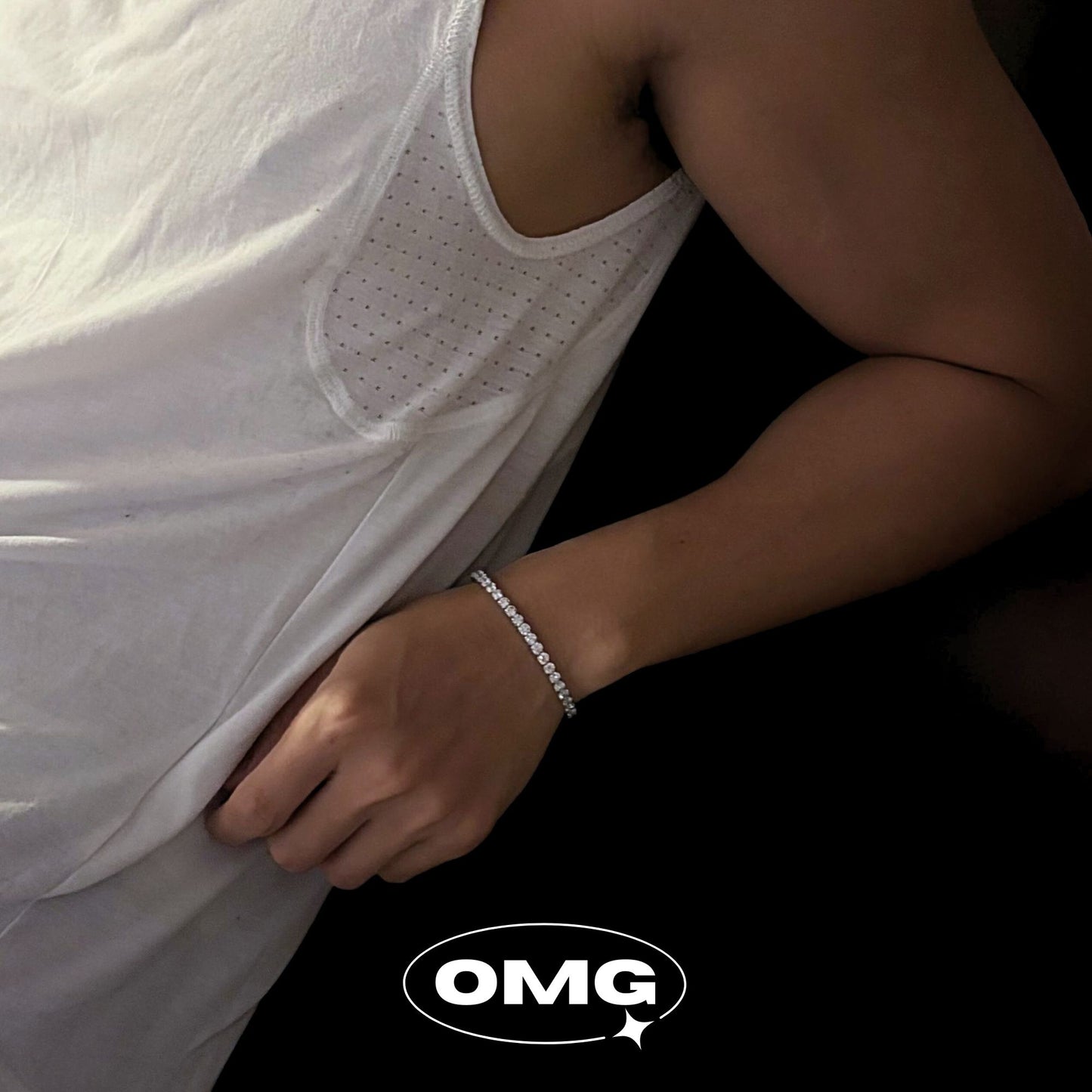 OMG - 經典彈力繩鋯石網球男士手鏈