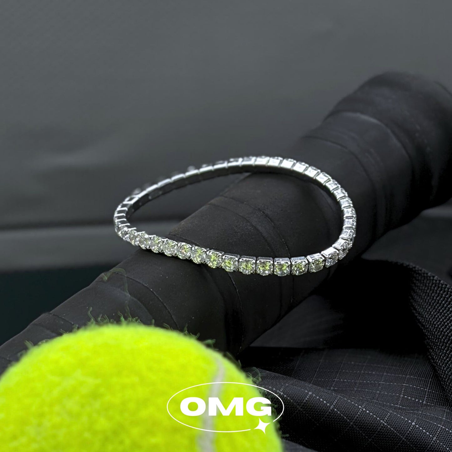 OMG - 經典彈力繩鋯石網球男士手鏈