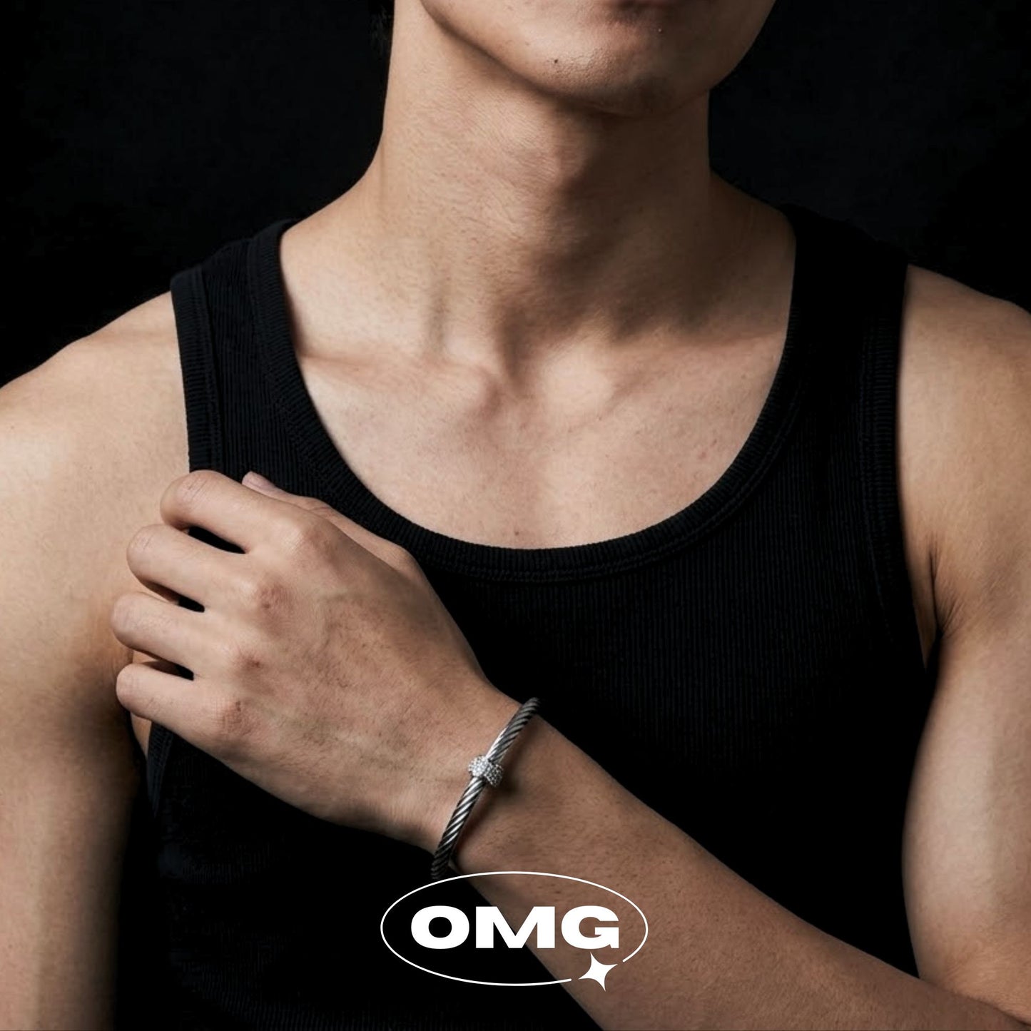 OMG - 扭繩轉運鋯石男士手鐲