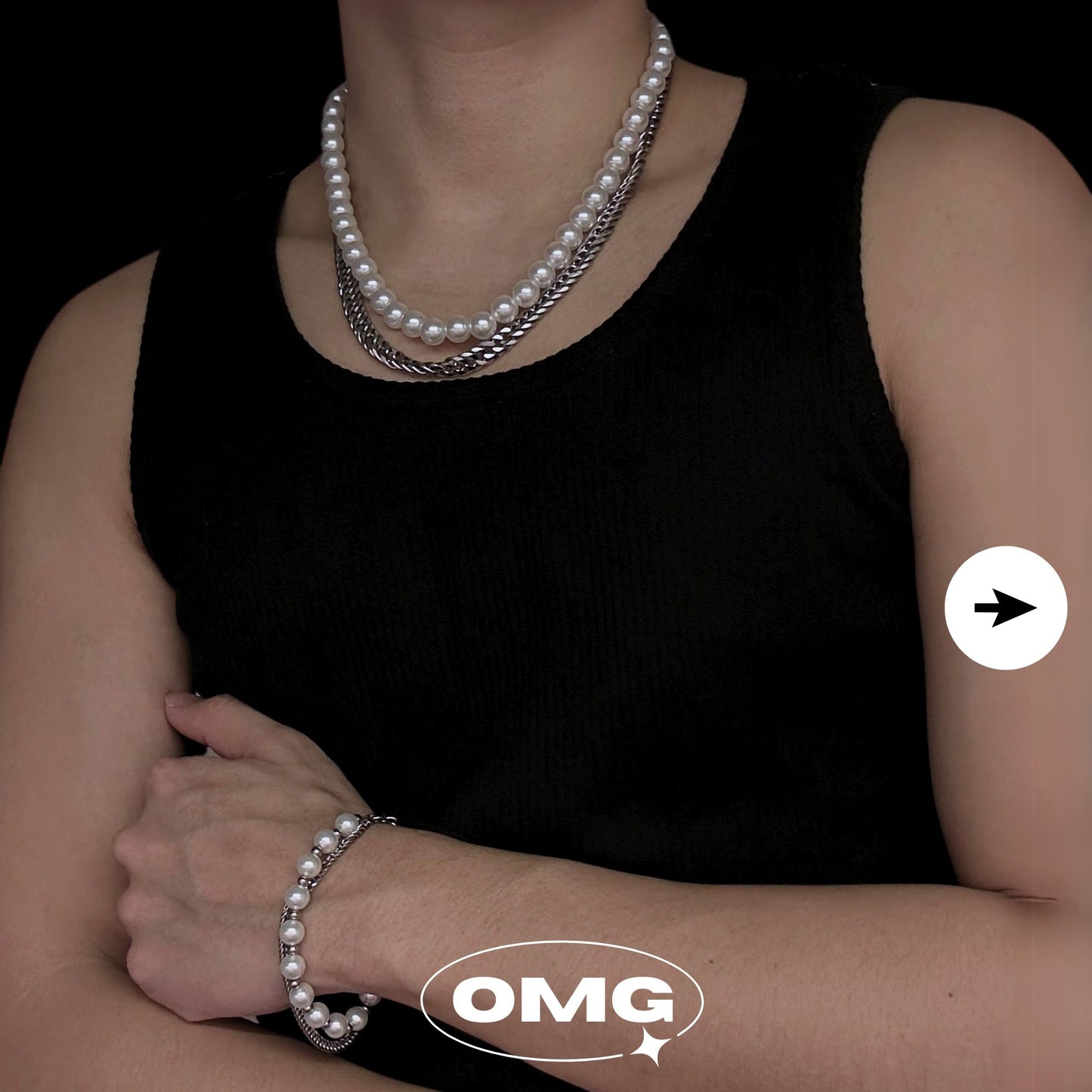 OMG - Dual-Layered Pearl Cuban Men's Necklace