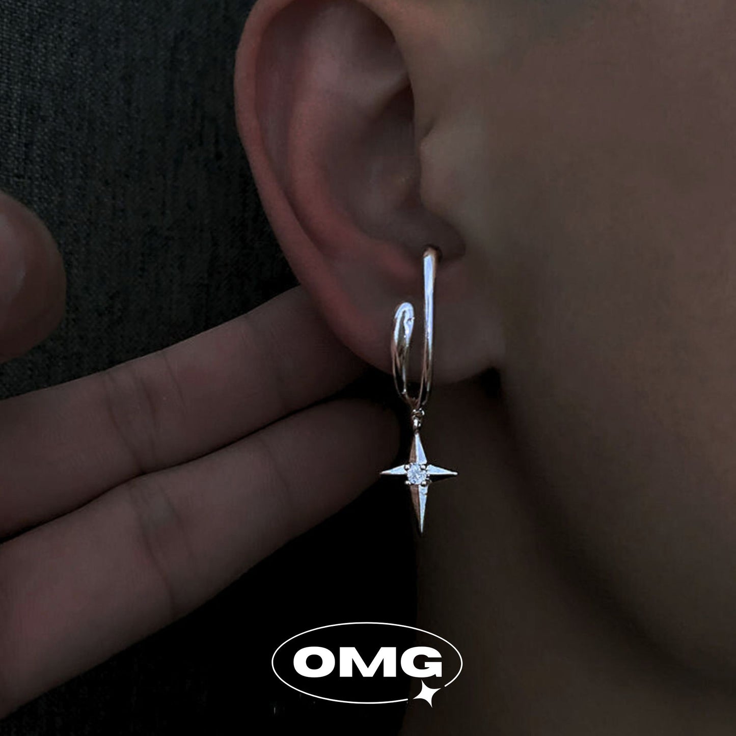 OMG - Y2K Cross Star Men's Ear Cuff (Single)