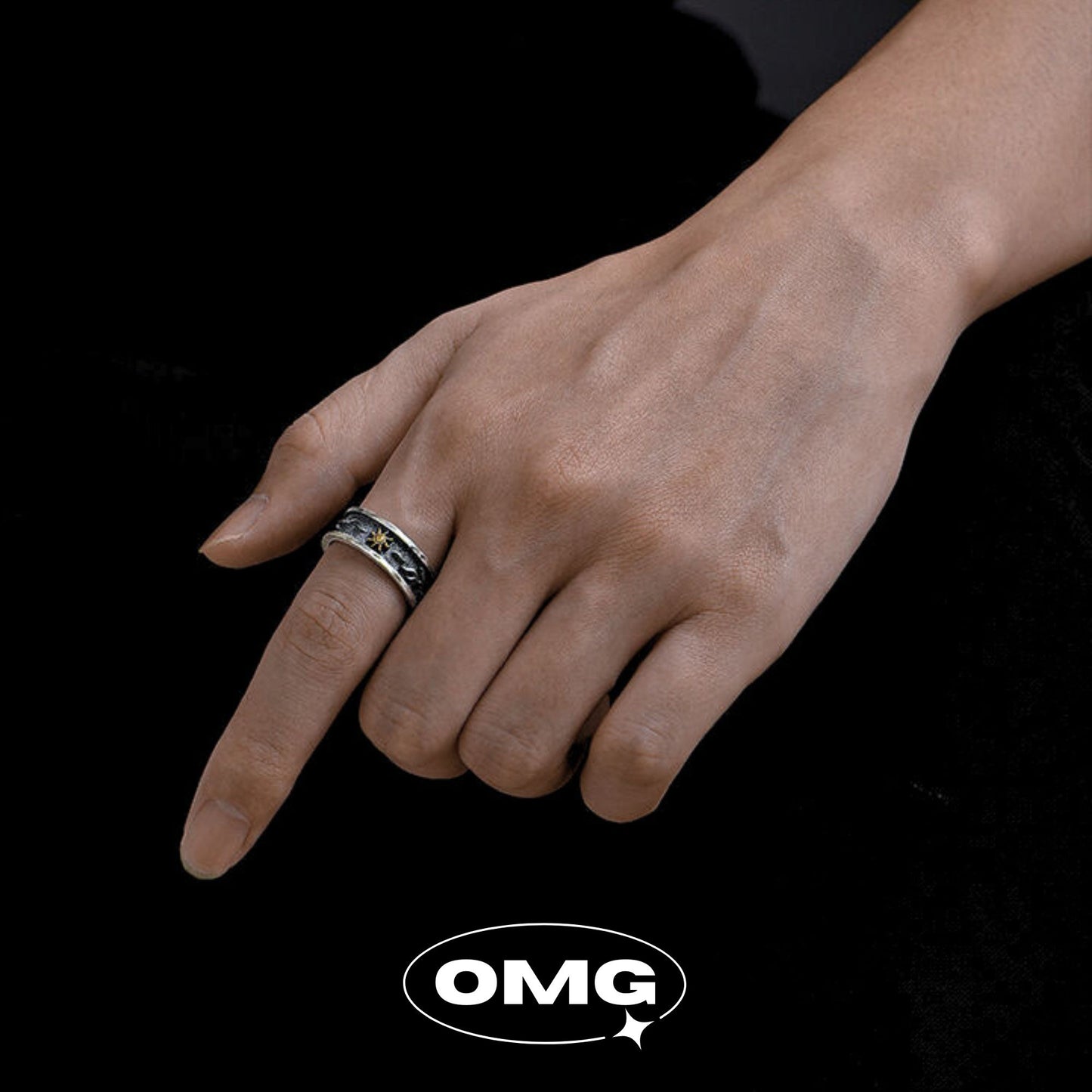 OMG - Sun Totem Open End Men's Ring (Adjustable)