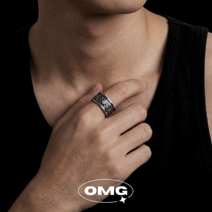 OMG - 復古太陽圖騰文符文男士戒指
