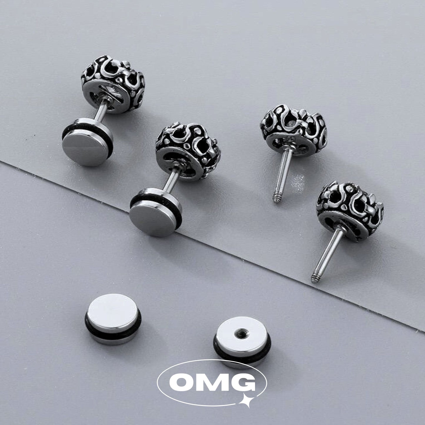 OMG - 閃爍鋯石男裝耳環/耳釘