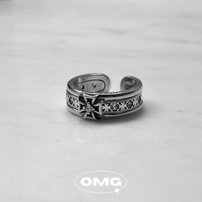 OMG - 2025 New Silver Star Cross Two-Way Men's Ring