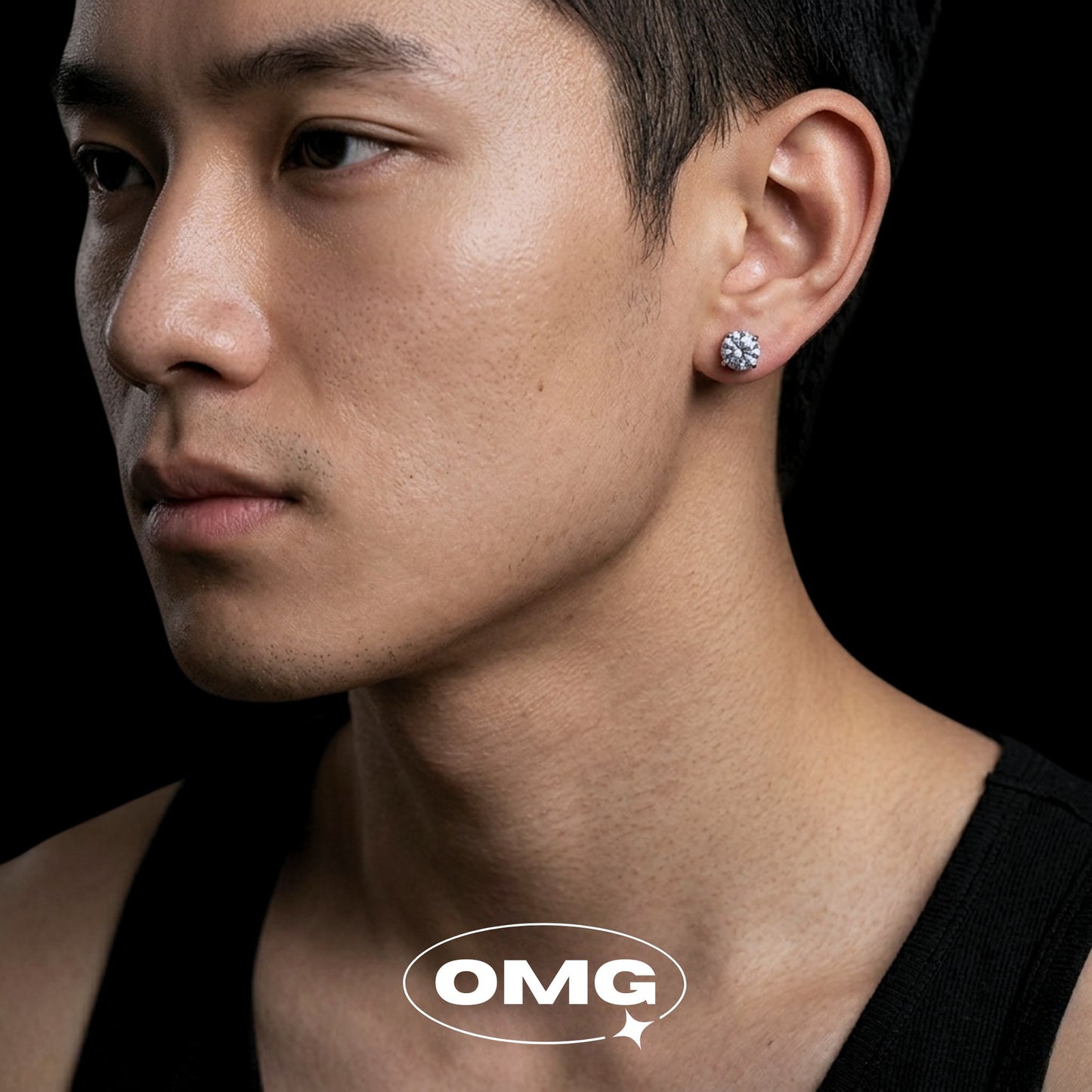 OMG - 黑白磁吸式男士耳環（無耳洞款）
