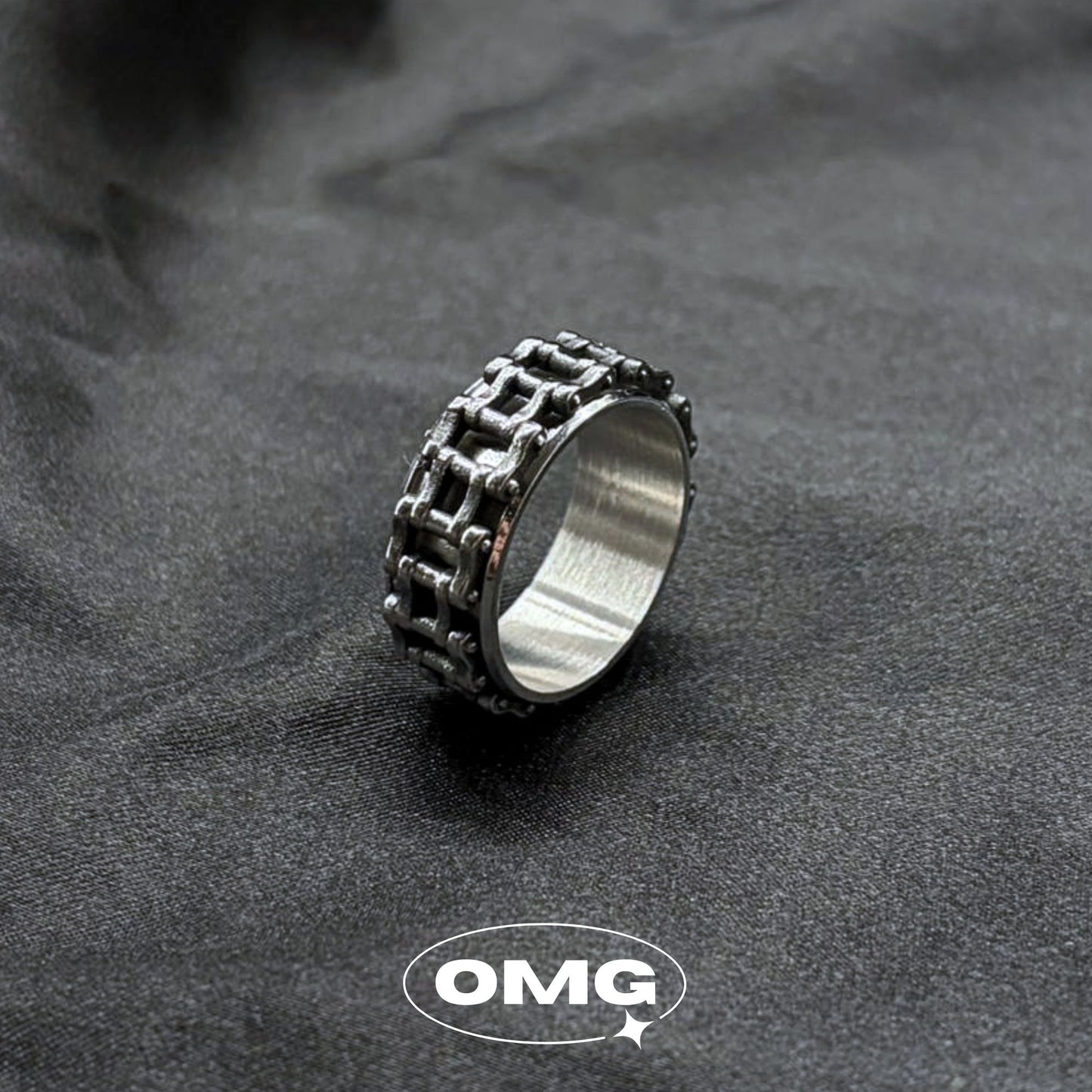 OMG - 機車鏈條可轉動式男士戒指