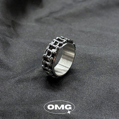 OMG - 機車鏈條可轉動式男士戒指