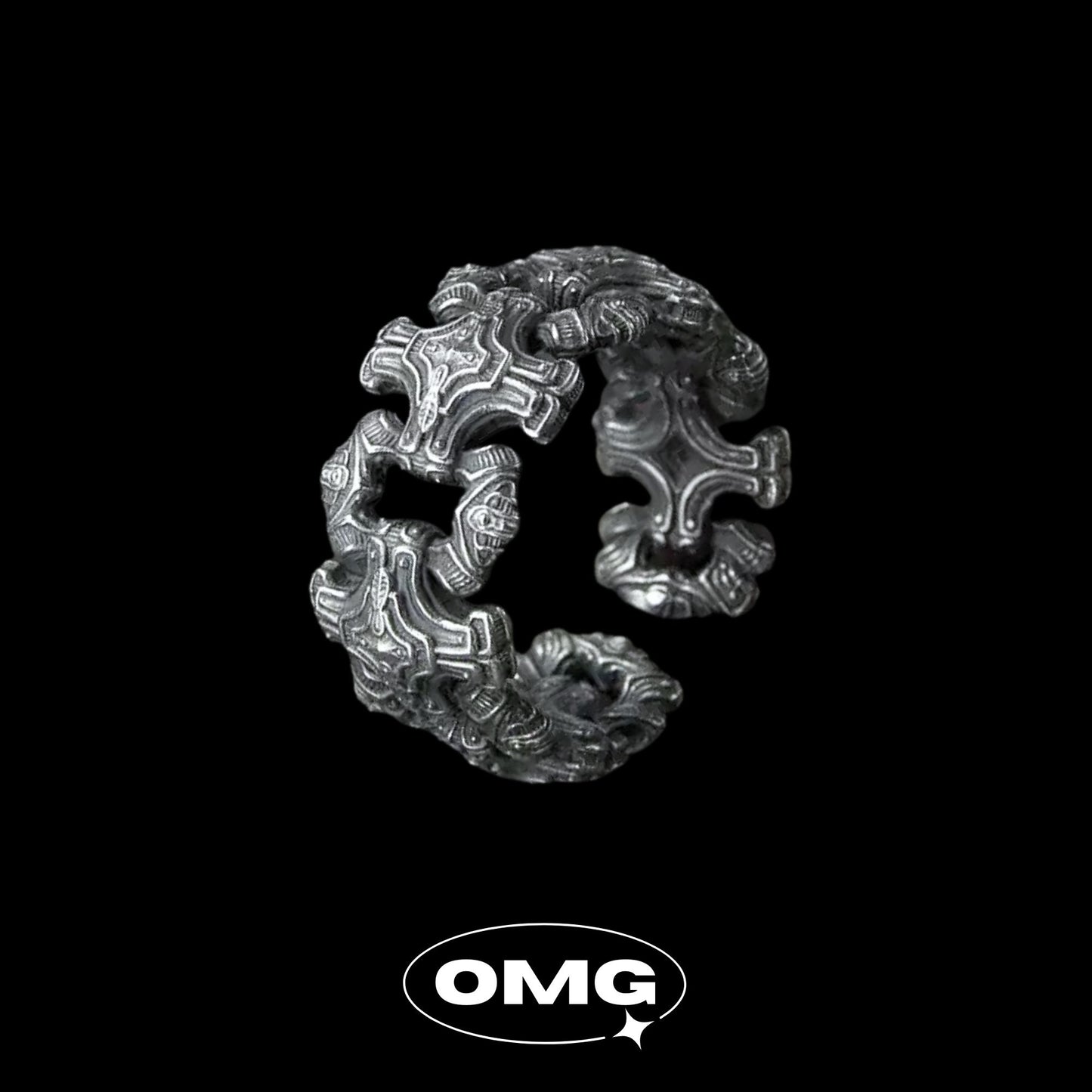 OMG - 哥德式十字架開口式男士戒指