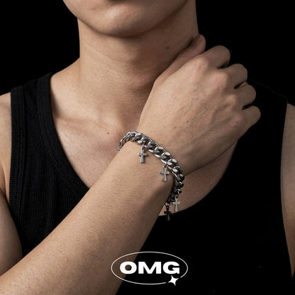 OMG - 十字架吊飾古巴男士手鏈