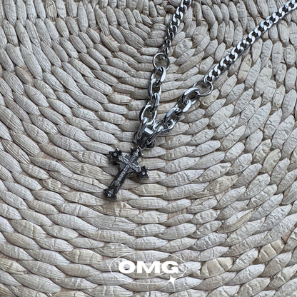OMG - Classic Cross Men's Diamond Necklace (AB Chain Style)