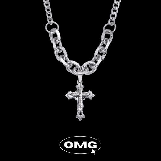 OMG - Classic Cross Men's Diamond Necklace (AB Chain Style)