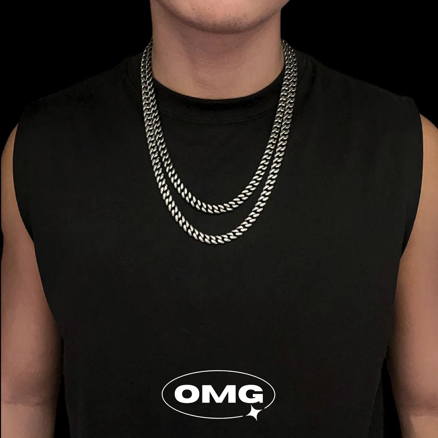 OMG - 經典抛光款古巴男士頸鏈/項鏈
