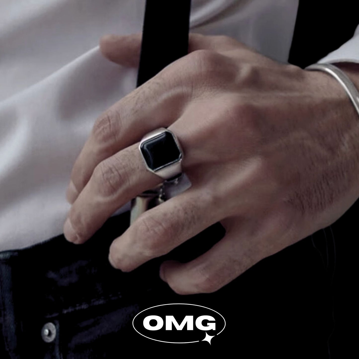 OMG - Square Black Gemstone Men's Ring