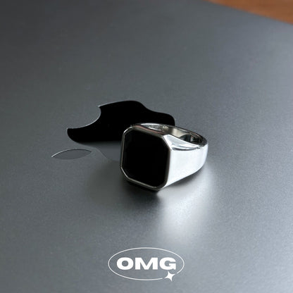 OMG - Square Black Gemstone Men's Ring