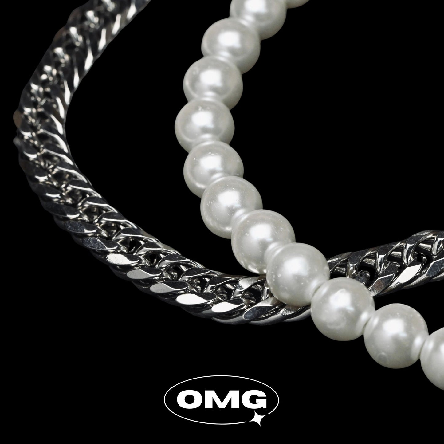 OMG - Dual-Layered Pearl Cuban Men's Necklace