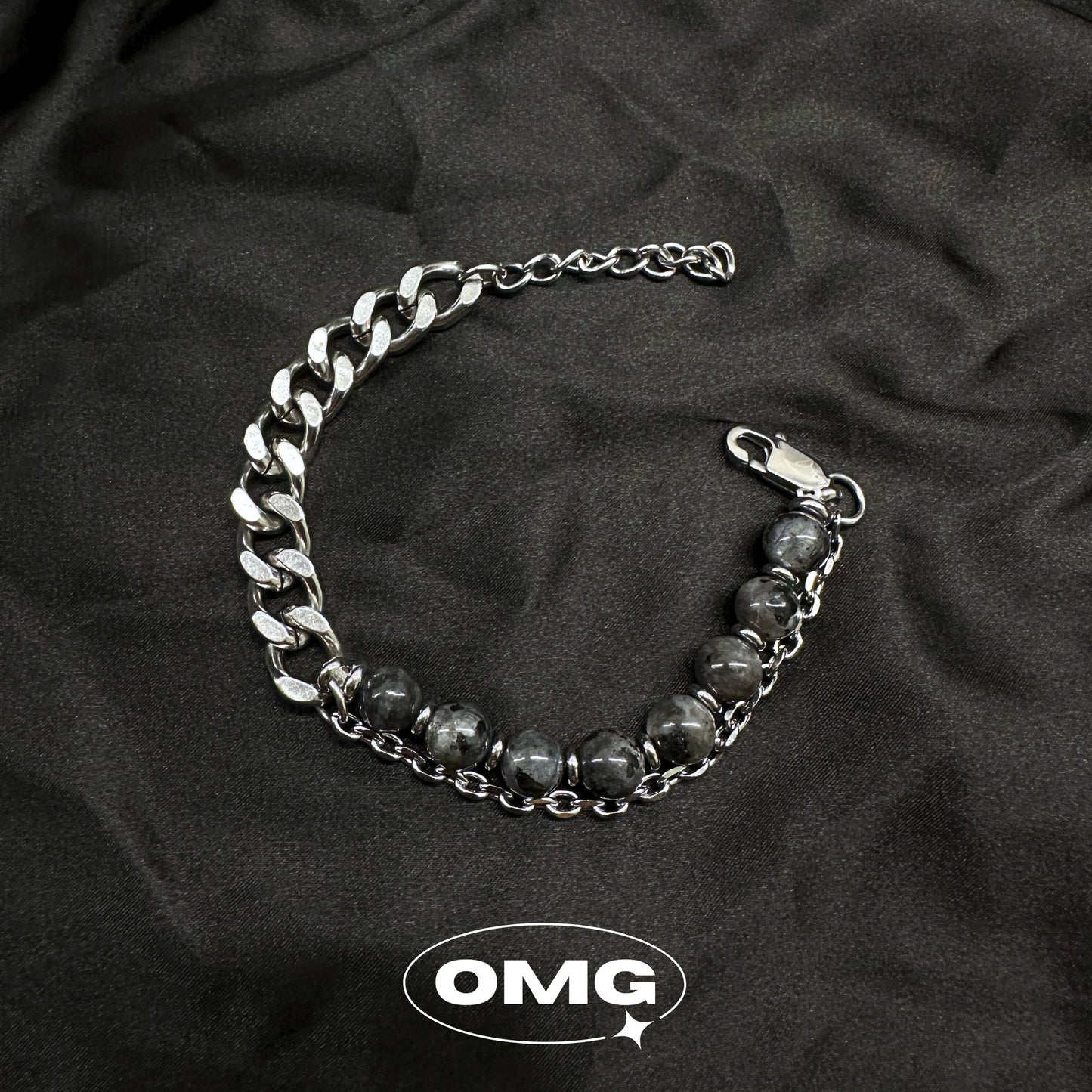 OMG - Dual Layer Grey Crystal Men's Bracelet