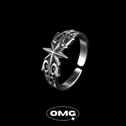 OMG - Vintage Eight-Pointed Star Open-Ended Men's Ring