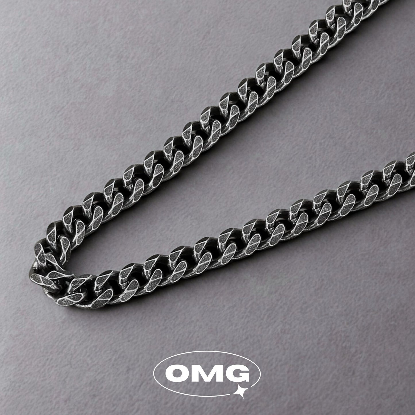 OMG - 粗鏈身復古黑古巴男士頸鏈/項鍊