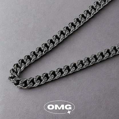 OMG - 粗鏈身復古黑古巴男士頸鏈/項鍊