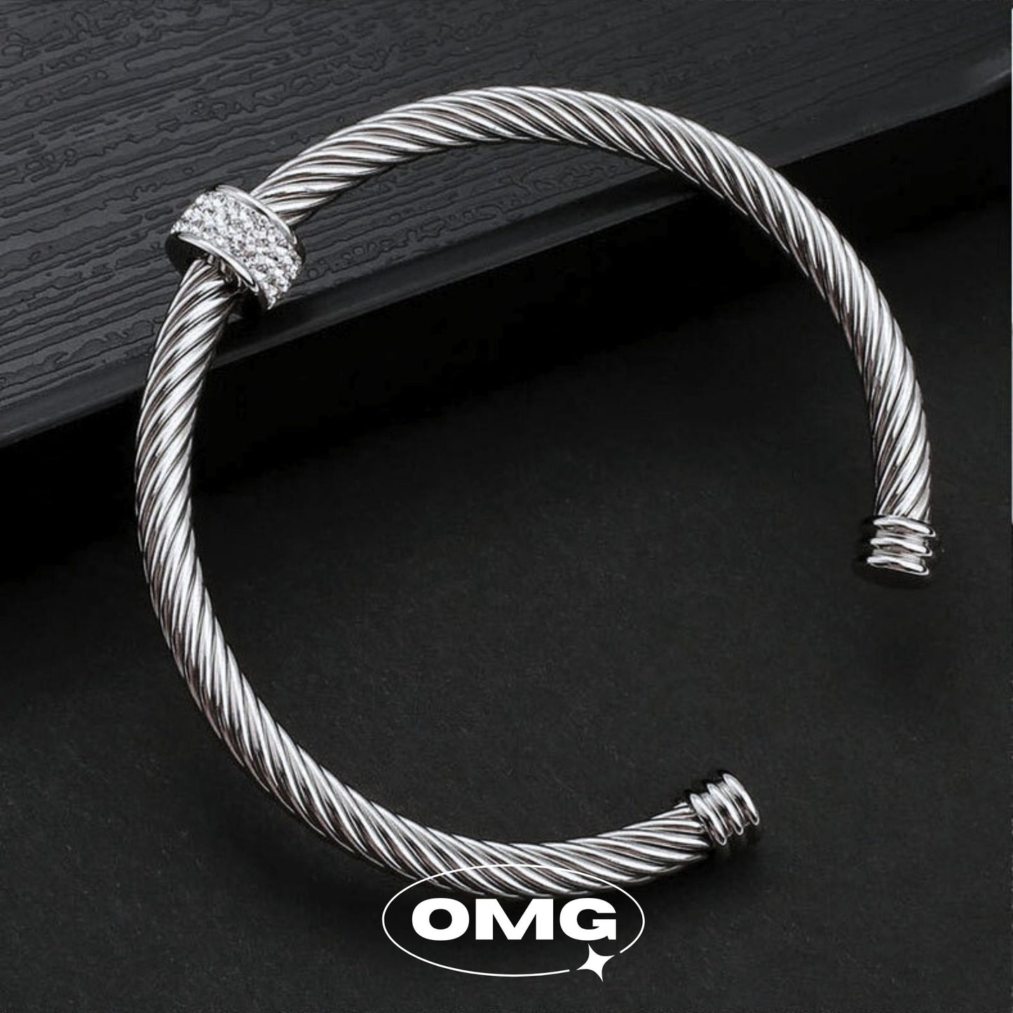 OMG - 扭繩轉運珠鋯石男士手鐲