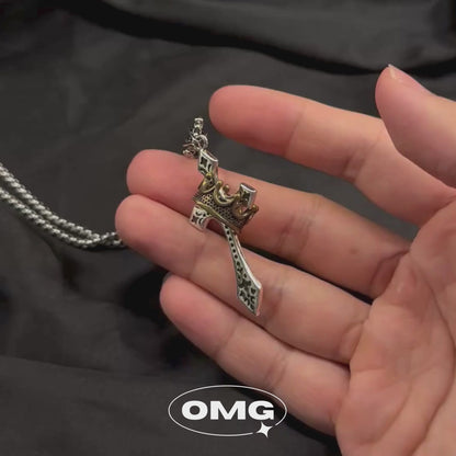 OMG - 皇冠十字架男士頸鏈/項鍊
