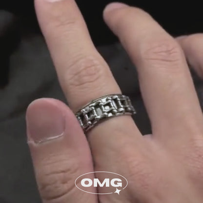 OMG - 機車鏈條可轉動式男士戒指