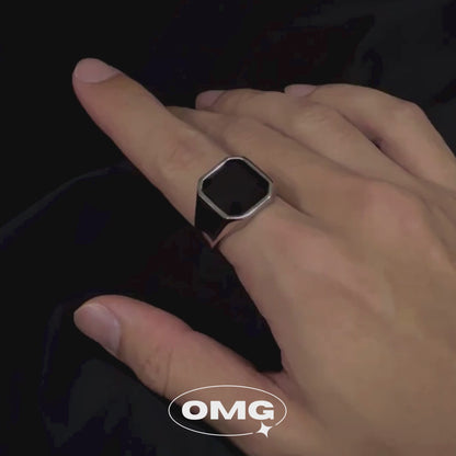 OMG - Square Black Gemstone Men's Ring