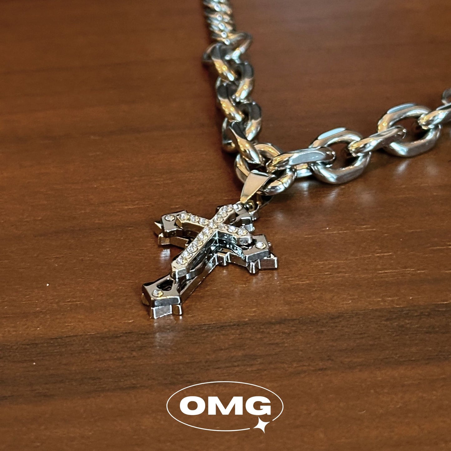 OMG - Classic Cross Men's Diamond Necklace (AB Chain Style)