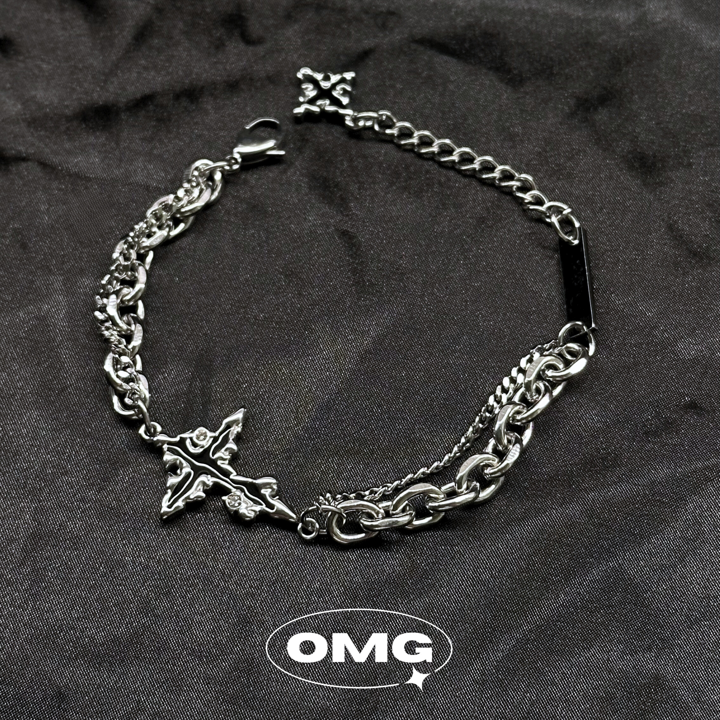 OMG - Dark Cross Star Double-Layer Men's Bracelet
