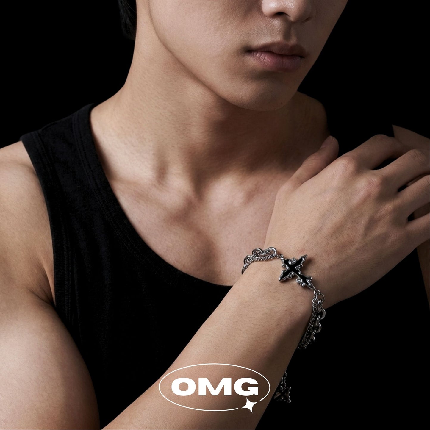 OMG - Dark Cross Star Double-Layer Men's Bracelet